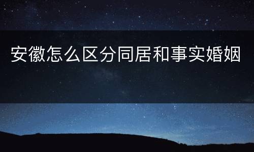 安徽怎么区分同居和事实婚姻