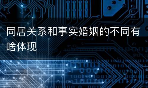 同居关系和事实婚姻的不同有啥体现
