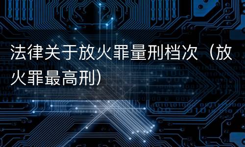 法律关于放火罪量刑档次（放火罪最高刑）