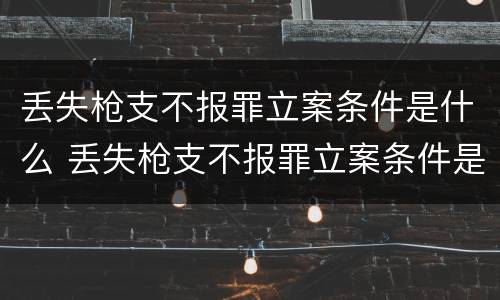 丢失枪支不报罪立案条件是什么 丢失枪支不报罪立案条件是什么呢