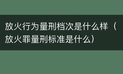 放火行为量刑档次是什么样（放火罪量刑标准是什么）