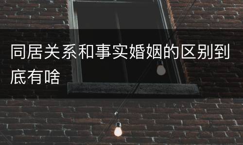同居关系和事实婚姻的区别到底有啥