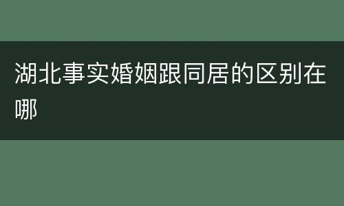 湖北事实婚姻跟同居的区别在哪