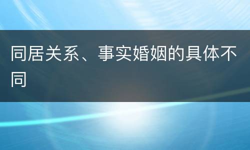 同居关系、事实婚姻的具体不同
