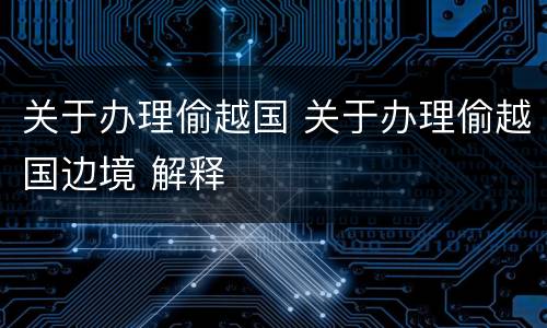 关于办理偷越国 关于办理偷越国边境 解释