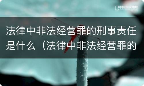 法律中非法经营罪的刑事责任是什么（法律中非法经营罪的刑事责任是什么）