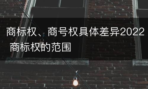 商标权、商号权具体差异2022 商标权的范围