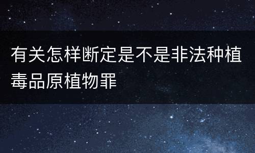 有关怎样断定是不是非法种植毒品原植物罪