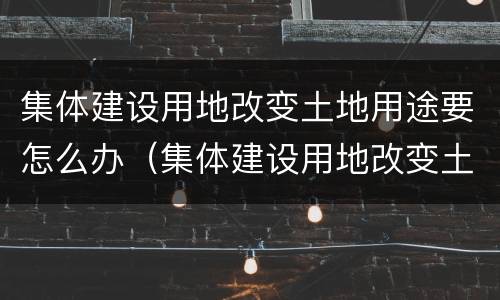 集体建设用地改变土地用途要怎么办（集体建设用地改变土地用途要怎么办手续）
