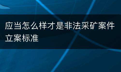 应当怎么样才是非法采矿案件立案标准