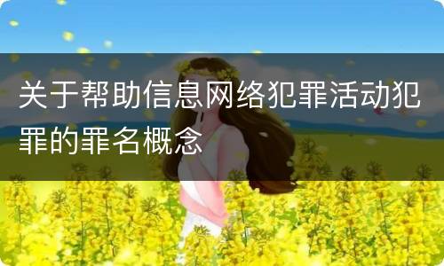 关于帮助信息网络犯罪活动犯罪的罪名概念