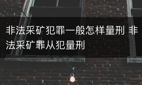 非法采矿犯罪一般怎样量刑 非法采矿罪从犯量刑