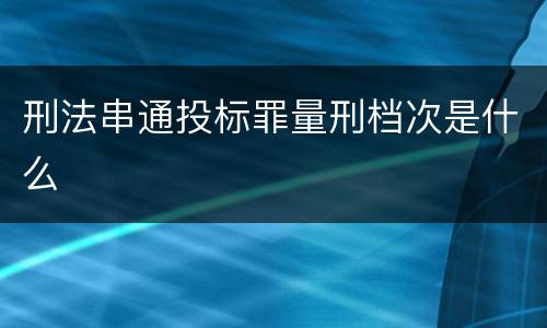 刑法串通投标罪量刑档次是什么