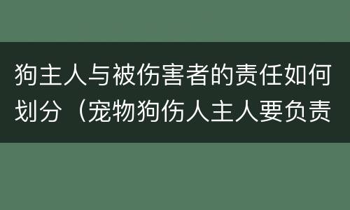 狗主人与被伤害者的责任如何划分（宠物狗伤人主人要负责任吗）