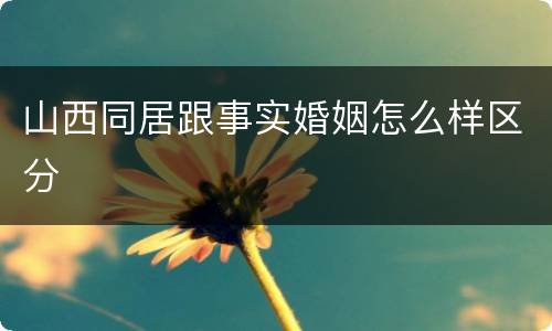 山西同居跟事实婚姻怎么样区分