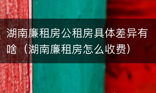 湖南廉租房公租房具体差异有啥（湖南廉租房怎么收费）
