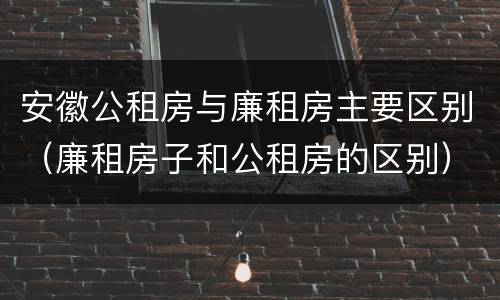 安徽公租房与廉租房主要区别（廉租房子和公租房的区别）