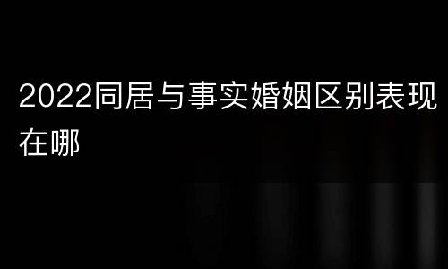 2022同居与事实婚姻区别表现在哪