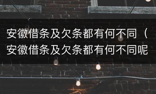 安徽借条及欠条都有何不同（安徽借条及欠条都有何不同呢）