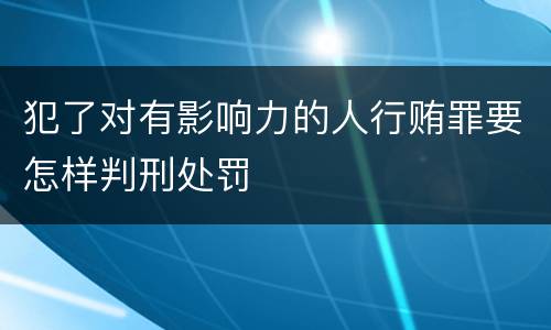 犯了对有影响力的人行贿罪要怎样判刑处罚