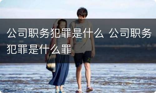 公司职务犯罪是什么 公司职务犯罪是什么罪