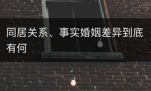 同居关系、事实婚姻差异到底有何