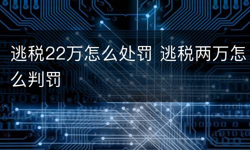 逃税22万怎么处罚 逃税两万怎么判罚