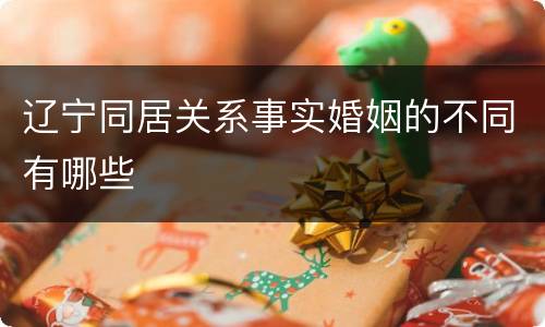 辽宁同居关系事实婚姻的不同有哪些