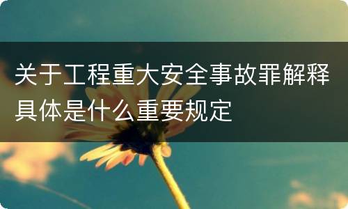 关于工程重大安全事故罪解释具体是什么重要规定