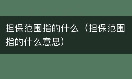 担保范围指的什么（担保范围指的什么意思）