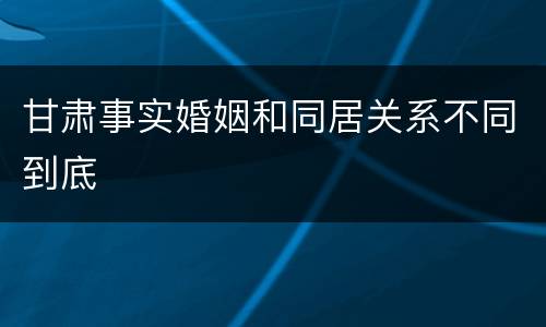 甘肃事实婚姻和同居关系不同到底