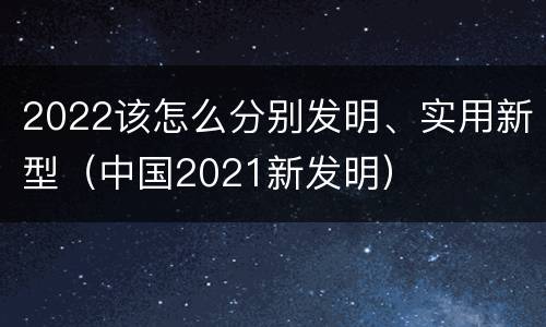 2022该怎么分别发明、实用新型（中国2021新发明）