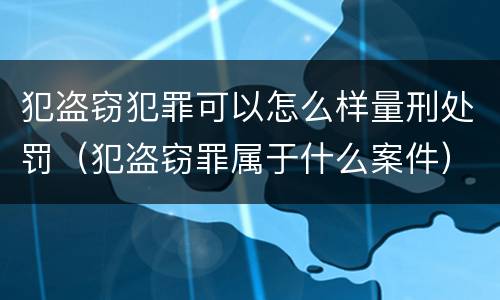 犯盗窃犯罪可以怎么样量刑处罚（犯盗窃罪属于什么案件）
