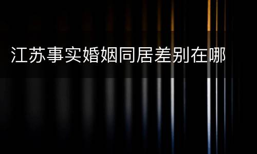 江苏事实婚姻同居差别在哪