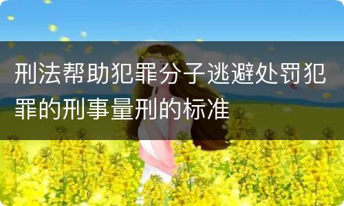刑法帮助犯罪分子逃避处罚犯罪的刑事量刑的标准