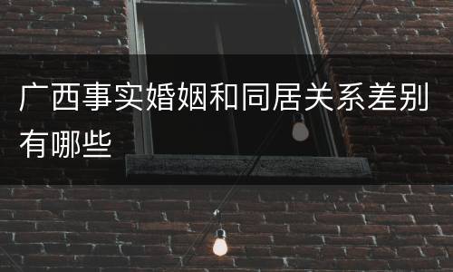 广西事实婚姻和同居关系差别有哪些