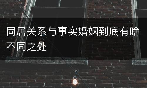 同居关系与事实婚姻到底有啥不同之处