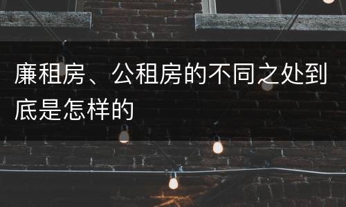 廉租房、公租房的不同之处到底是怎样的