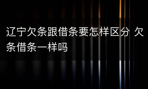 辽宁欠条跟借条要怎样区分 欠条借条一样吗