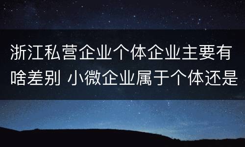 浙江私营企业个体企业主要有啥差别 小微企业属于个体还是私营