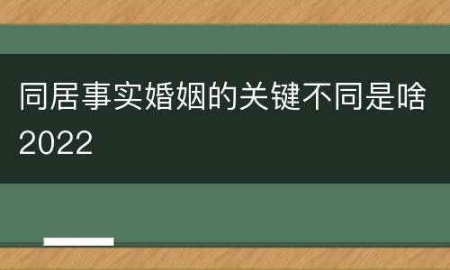 同居事实婚姻的关键不同是啥2022