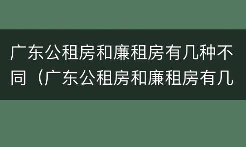 广东公租房和廉租房有几种不同（广东公租房和廉租房有几种不同的区别）