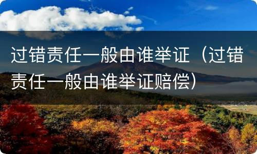 过错责任一般由谁举证（过错责任一般由谁举证赔偿）