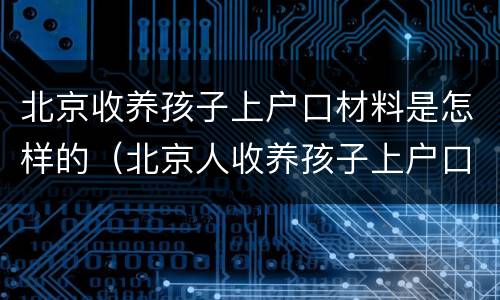 北京收养孩子上户口材料是怎样的（北京人收养孩子上户口）