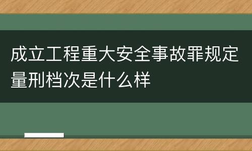 成立工程重大安全事故罪规定量刑档次是什么样