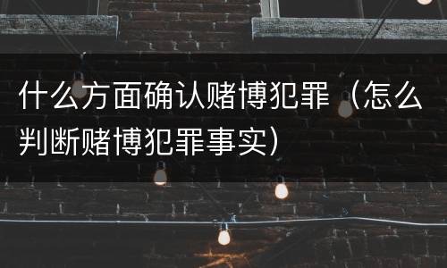 什么方面确认赌博犯罪（怎么判断赌博犯罪事实）