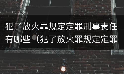 犯了放火罪规定定罪刑事责任有哪些（犯了放火罪规定定罪刑事责任有哪些情形）