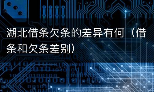 湖北借条欠条的差异有何（借条和欠条差别）