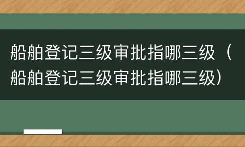 船舶登记三级审批指哪三级（船舶登记三级审批指哪三级）