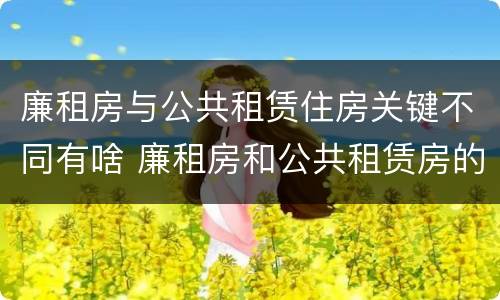 廉租房与公共租赁住房关键不同有啥 廉租房和公共租赁房的区别